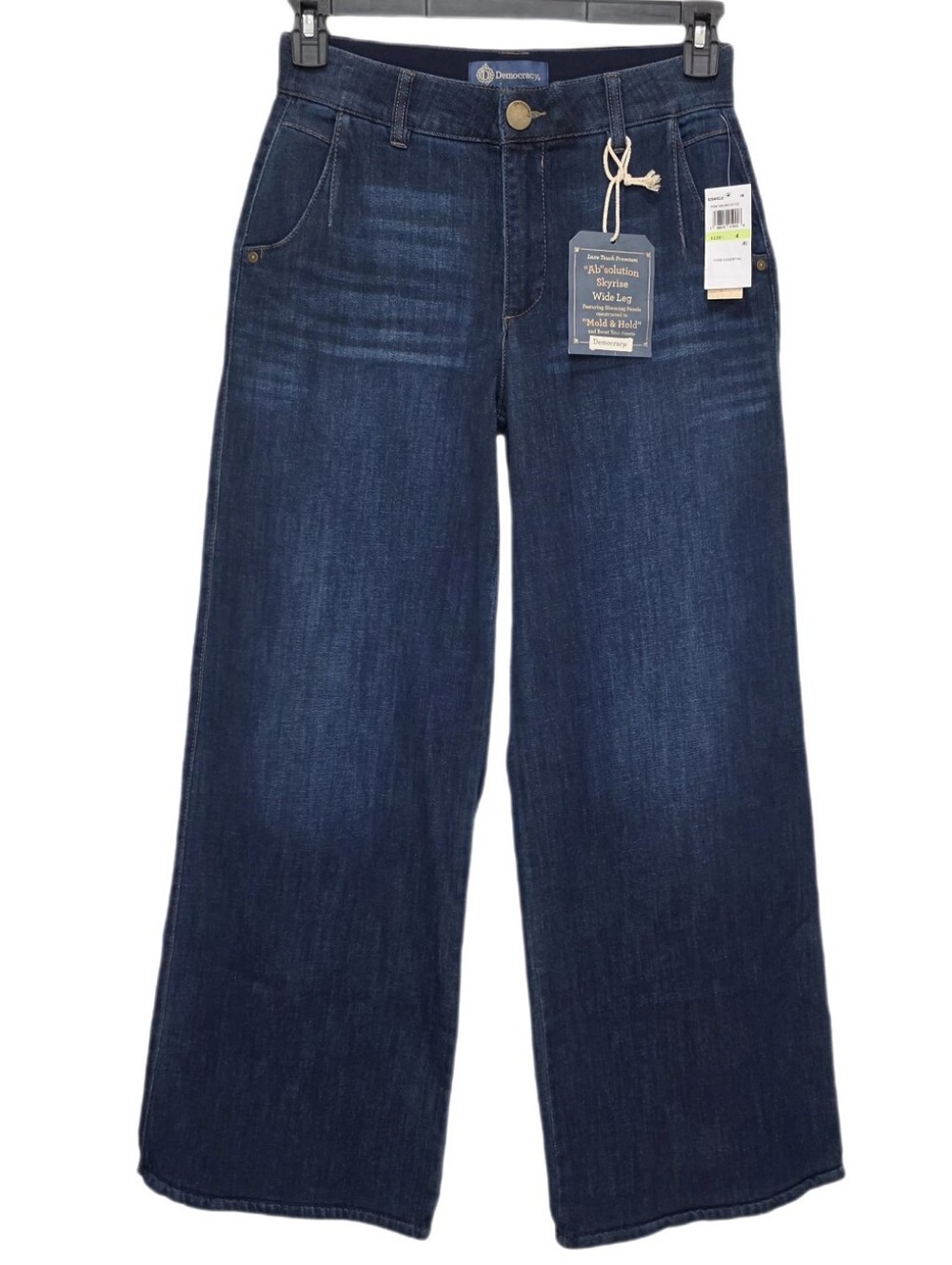 Democracy Wide Leg Tulip Hem Jeans Stretch High Rise Ab Solution Indigo 4 - Picture 6 of 11